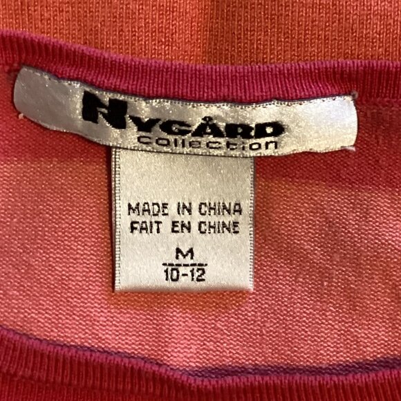 Nygard Collection Women's Pink Striped Sweater Short Sleeve Crew Neck Size M - Picture 4 of 6